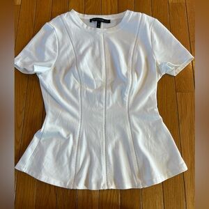 White House Black Market Peplum Top Blouse WHITE Short Sleeve Women’s XS